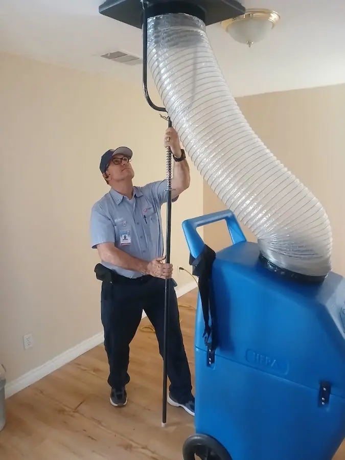 Mini Split Installation technician using HEPA equipment in Dentsville